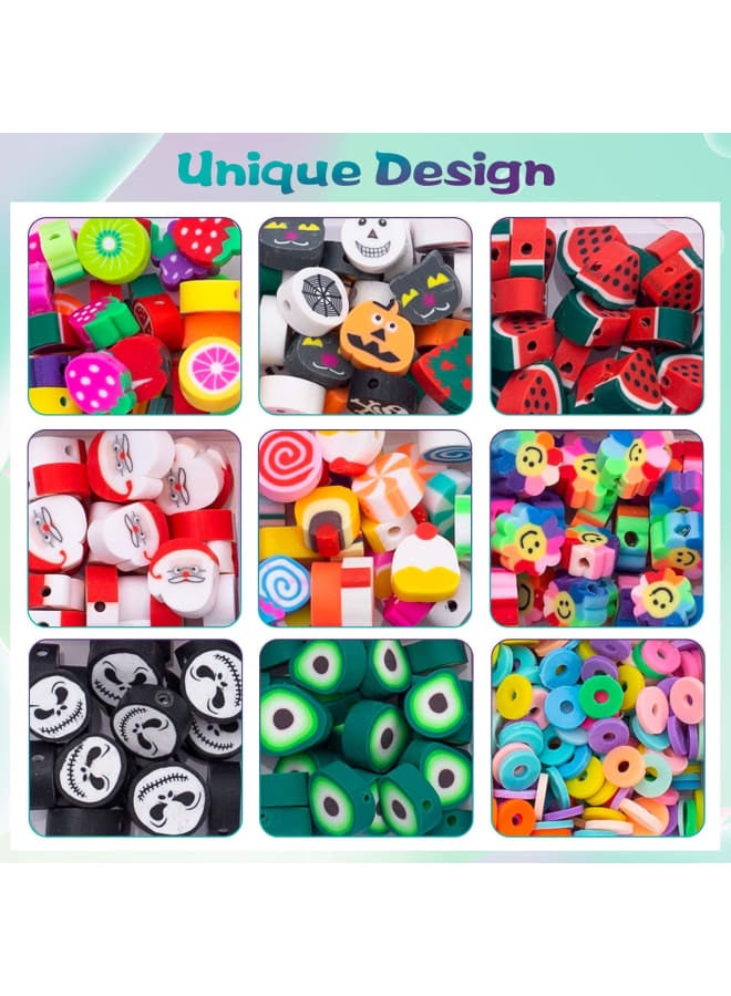 Wow DING Clay Beads, 1350 Pcs, Clay Beads for Bracelets Making, Bracelet Beads, Clay Beads Charms, Polymer Clay Beads, Heishi Beads, Flat Beads, Preppy Beads with Crystal Elastic String - Image 2