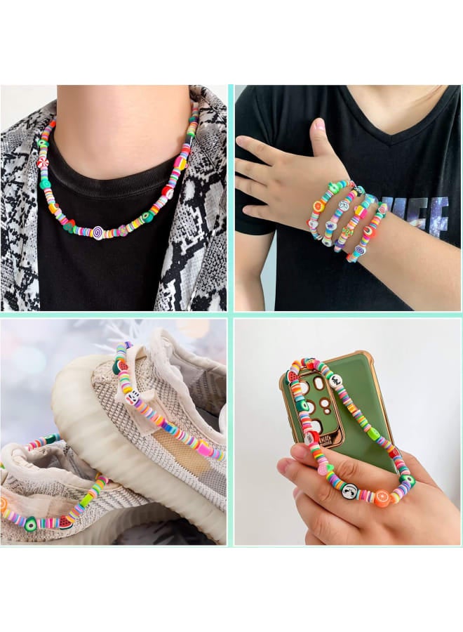 Wow DING Clay Beads, 1350 Pcs, Clay Beads for Bracelets Making, Bracelet Beads, Clay Beads Charms, Polymer Clay Beads, Heishi Beads, Flat Beads, Preppy Beads with Crystal Elastic String - Image 5