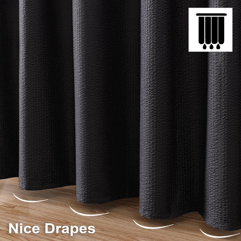 OVZME Berry Black Shower Curtain  Embossed Textured Fabric Shower Curtain for Bathroom - Soft Cloth & Hotel Spa Luxury  Water Repellent  Machine Washable Long Shower Curtain  72X78  Black - Image 4