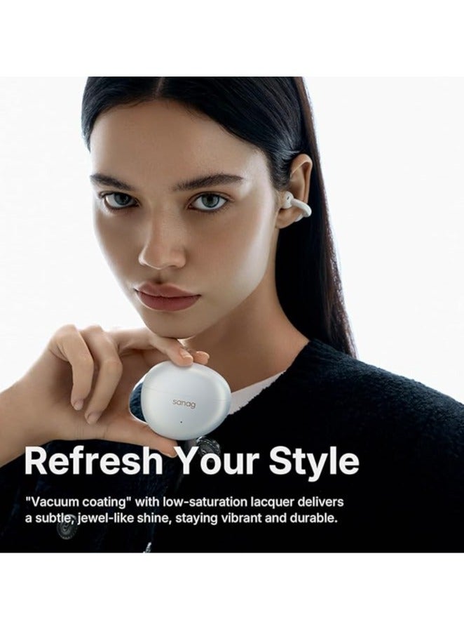 ساناج Sanag S7SAI Open Ear Headphones, Wireless Clip On Earbuds, Lightweight Bluetooth 5.4 Earphones with 48H Play, IPX4 Waterproof, Clear Calls, AI, Sport Ear Buds with App Custom Settings (Purple) - Image 3