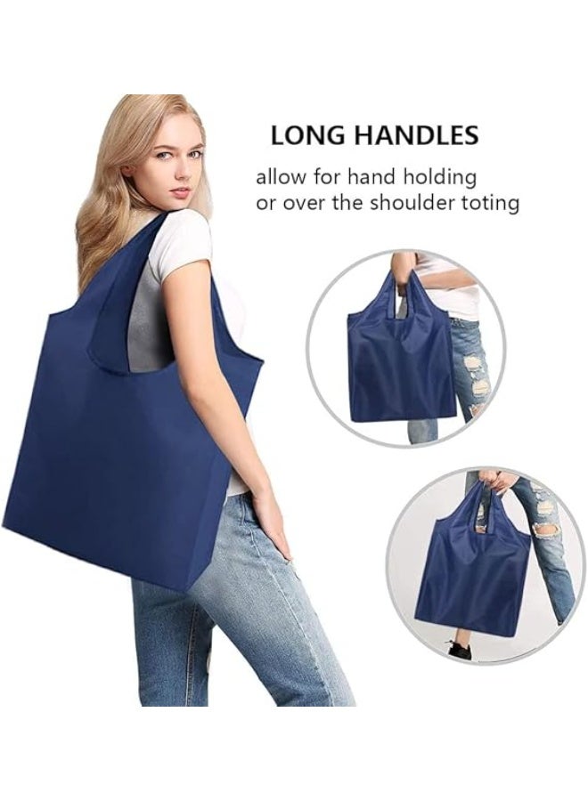Bukela Reusable Shopping Bags 4Pack Durable Polyester Washable Large Reusable Foldable Grocery Tote Bags Shopping Bags for Groceries Eco-friendly Reusable Bags Blue - Image 5