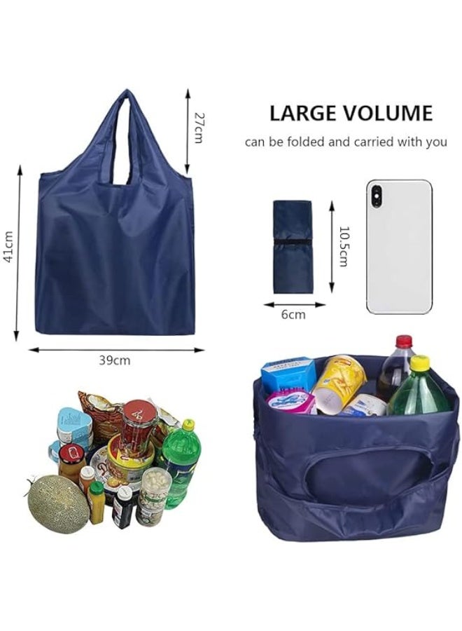 Bukela Reusable Shopping Bags 4Pack Durable Polyester Washable Large Reusable Foldable Grocery Tote Bags Shopping Bags for Groceries Eco-friendly Reusable Bags Blue - Image 3