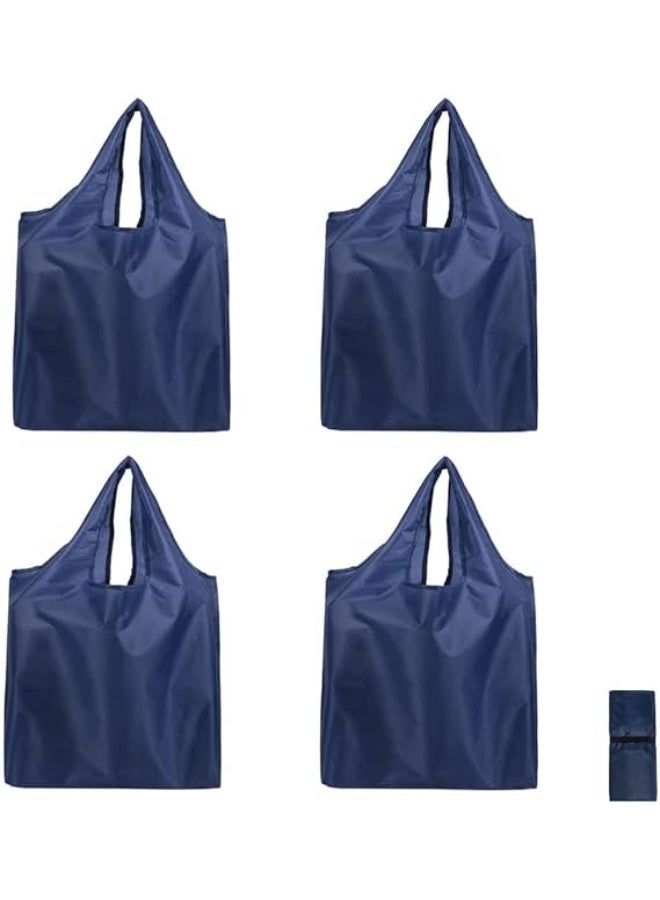 Bukela Reusable Shopping Bags 4Pack Durable Polyester Washable Large Reusable Foldable Grocery Tote Bags Shopping Bags for Groceries Eco-friendly Reusable Bags Blue - Image 1