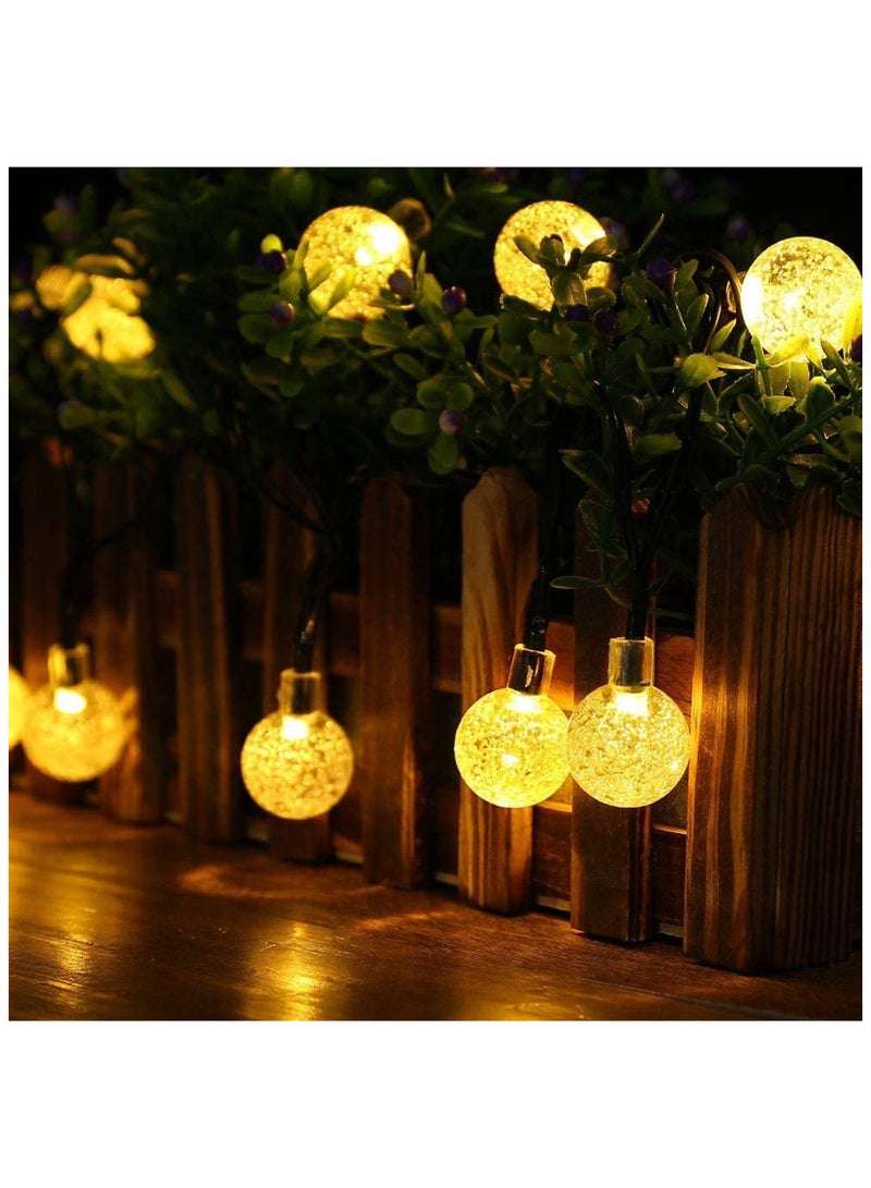 20ft Solar Powered Outdoor String Lights 30 LED Crystal Balls Waterproof for Garden Patio and Party Decorations Warm White Light - Image 4