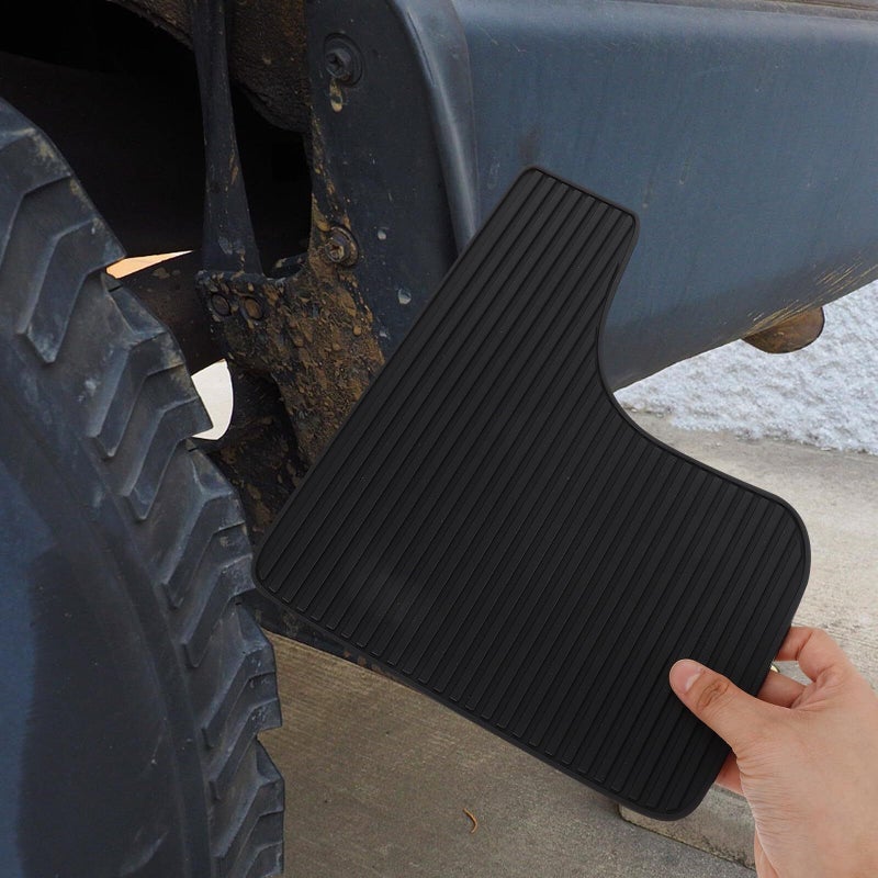 Black Rubber Car Mud Flaps Splash Guards 2pcs Set Weather Resistant For Trucks Suvs Pickup - Image 5