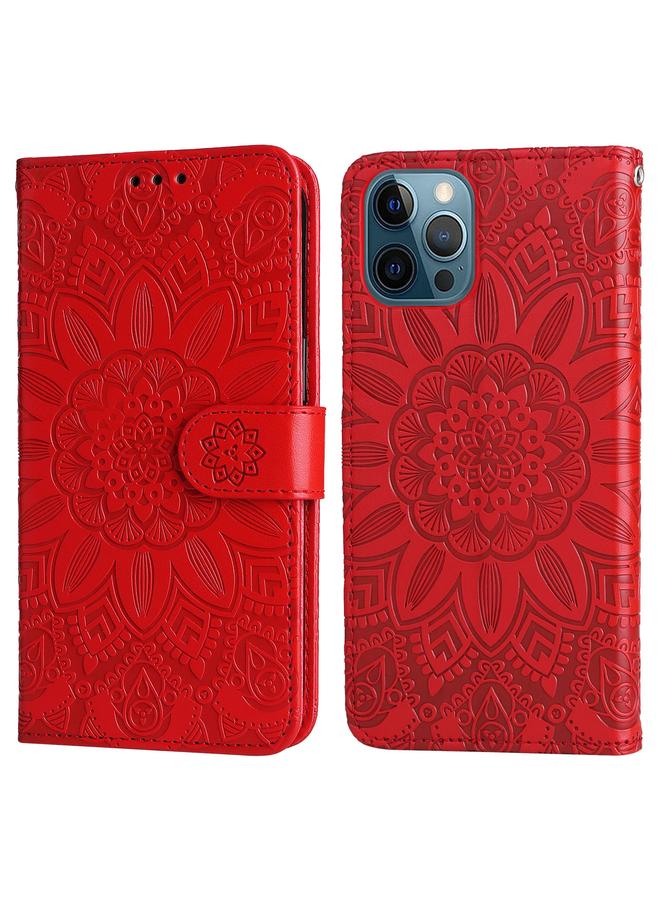 اس-توب جراب لهاتف iPhone 12 / 12 Pro مصنوع من جلد عباد الشمس المنقوش - Image 2