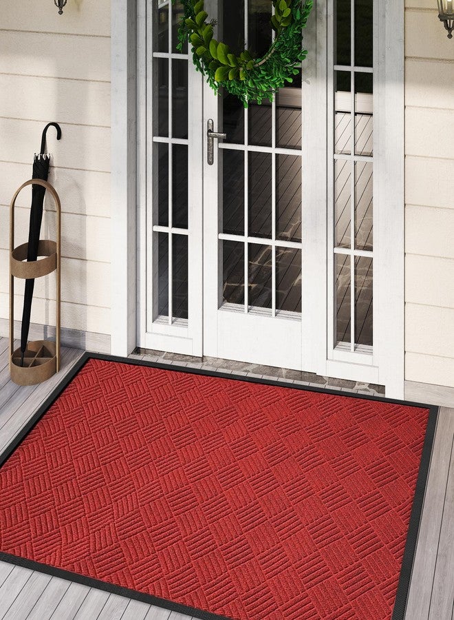 tonchean Front Door Mat, 60" x 36" Heavy Duty Indoor Outdoor Doormat, Non-Slip Door Mat Indoor Entrance, Rubber Backing Low Profile Mat, Commercial Entrance Doormat for Patio Porch, Red - Image 1