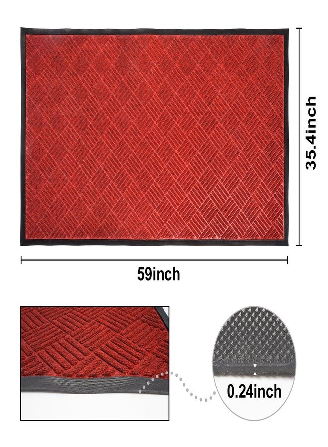 tonchean Front Door Mat, 60" x 36" Heavy Duty Indoor Outdoor Doormat, Non-Slip Door Mat Indoor Entrance, Rubber Backing Low Profile Mat, Commercial Entrance Doormat for Patio Porch, Red - Image 2