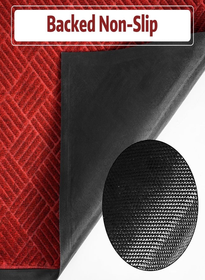 tonchean Front Door Mat, 60" x 36" Heavy Duty Indoor Outdoor Doormat, Non-Slip Door Mat Indoor Entrance, Rubber Backing Low Profile Mat, Commercial Entrance Doormat for Patio Porch, Red - Image 3