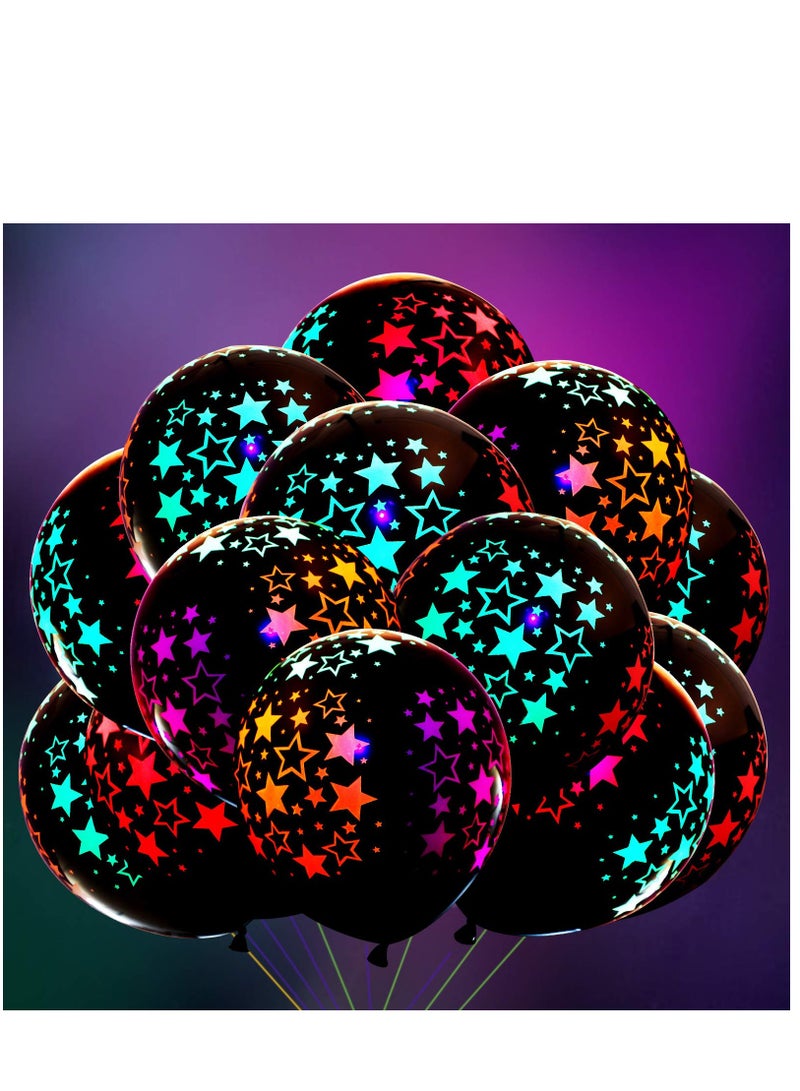 Zikra Neon Glow Balloons, 50 Pieces UV Neon Party Supplies Blacklight Reactive Fluorescent Mini Star Balloons Glow in the Dark Latex Balloons for Birthday Wedding Arch Party Decoration - Image 1