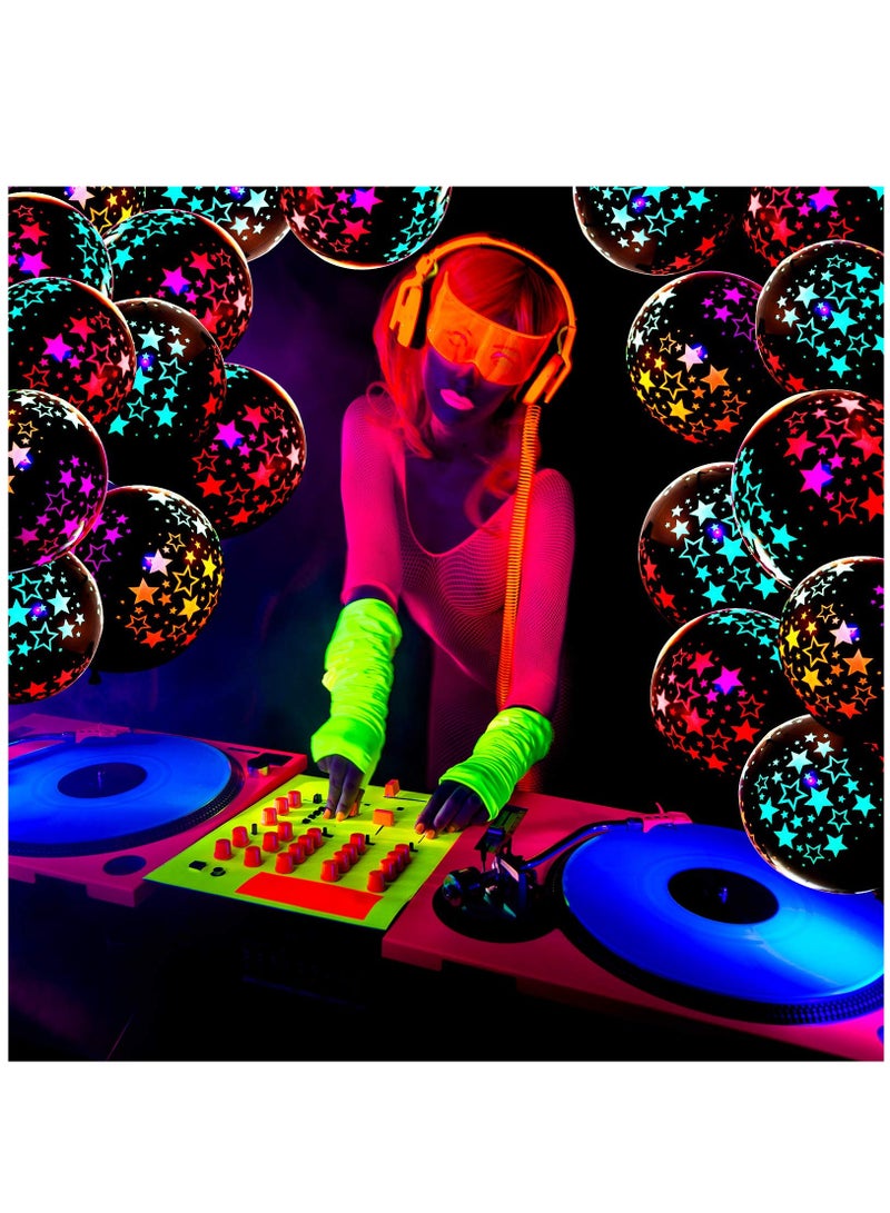 Zikra Neon Glow Balloons, 50 Pieces UV Neon Party Supplies Blacklight Reactive Fluorescent Mini Star Balloons Glow in the Dark Latex Balloons for Birthday Wedding Arch Party Decoration - Image 3