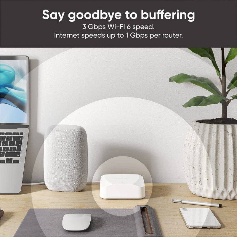Wyze AX3000 Dual-Band Wi-Fi 6 Mesh Router System, Covers up to 1500 Sq. Ft, 50+ Devices, Replaces Router and Extender, Supports Wired Backhaul, 2X 1 Gbps Ports - 1 Pack - Image 2