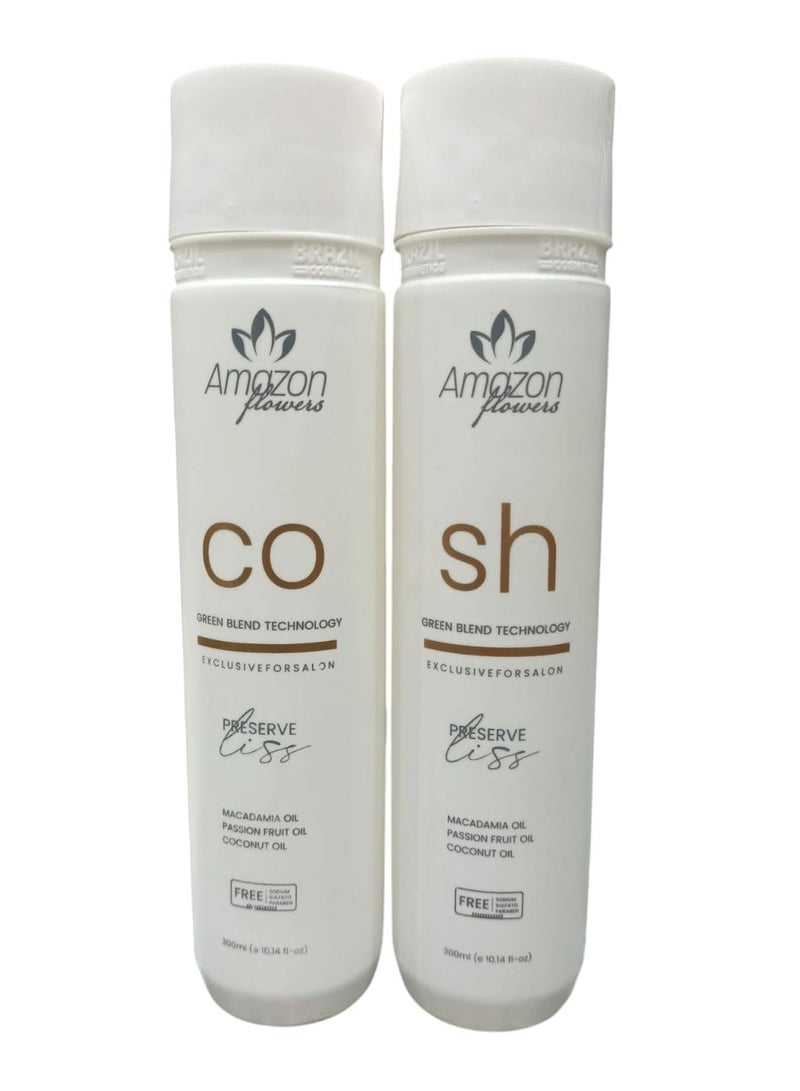 أمازون فلاور شامبو 300 مل وبلسم 300 مل  زيت المكاديميا وزيت جوز الهند للشعر الجاف
