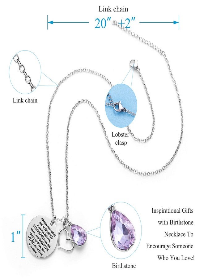 LParkin You Are Braver Than You Believe Awareness Necklace Birthstone Graduation Gift Best Friend Encouragement Gifts … - Image 2