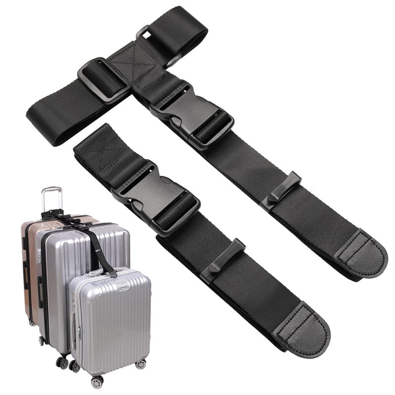 Luggage Connector Straps Add A Bag Suitcase Strap Belt  Clip Link Multi Adjustable 15 W Travel Attachment Accessories For Carry On Bag Stacker -2Pack(Extended Size)