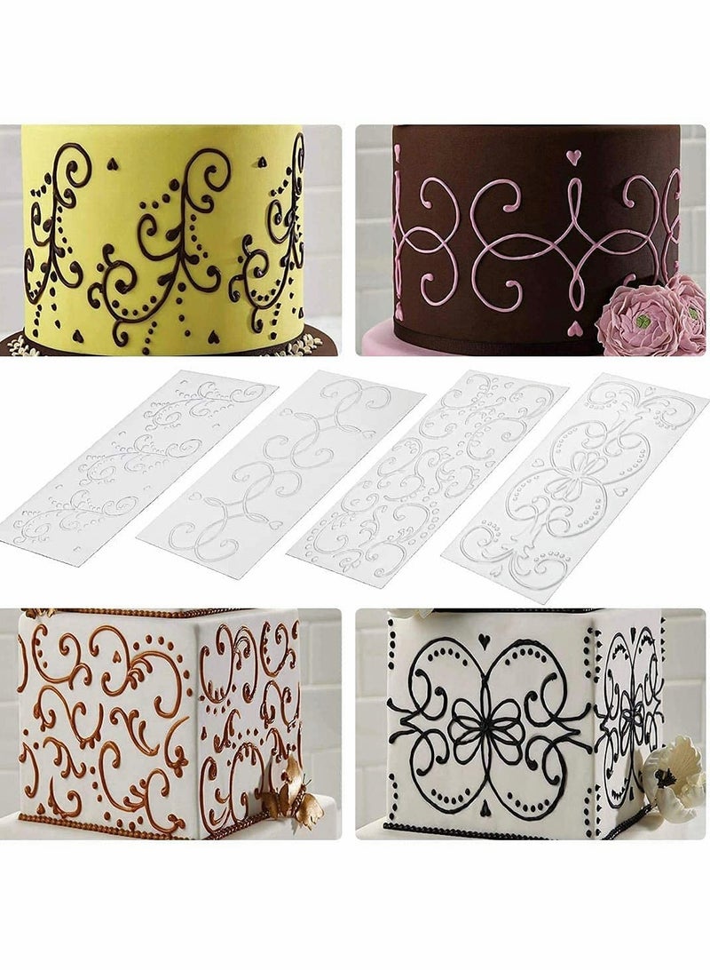 كاست ويف Transparent Cake Fondant Impression Mat, Baking Decoration Tools,Square Diamond Grid Border Vine Lace Texture Embossed Mat for Decorating - Image 3