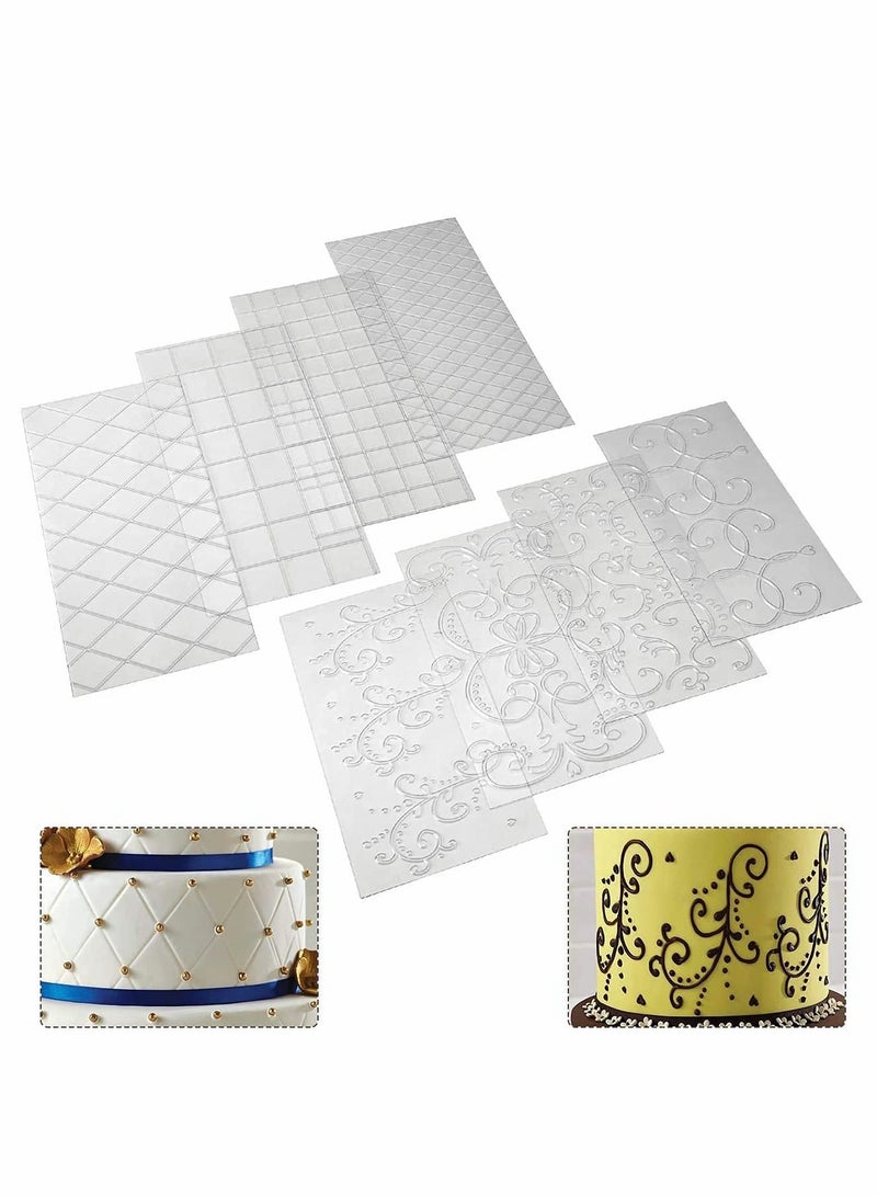 كاست ويف Transparent Cake Fondant Impression Mat, Baking Decoration Tools,Square Diamond Grid Border Vine Lace Texture Embossed Mat for Decorating - Image 4
