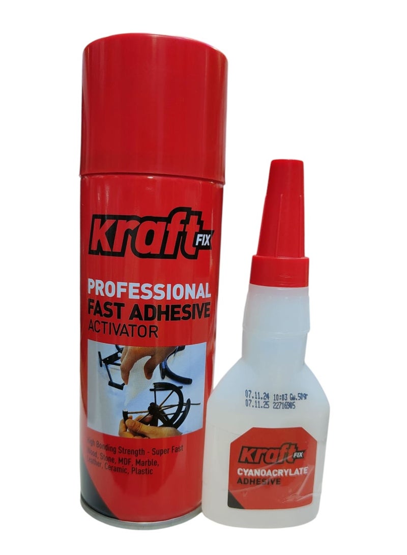 Kraft Professional Fast Adhesive Glue with Spray Activator – Super Strong Bond for Wood, Metal, Plastic, Ceramic & More - Image 2