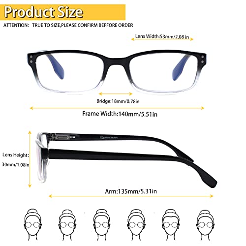Kerecsen 4 Pack Reading Glasses for Men and Women with Spring Hinges, Lightweight Black Rectangular Readers Eyeglasses (4 Pack Black/Clear, 1.5, x) - Image 2