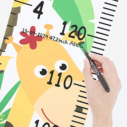 Smlper Growth Chart for Kids,Child Height Chart Ruler for Wall,Wood Frame Fabric Canvas Height Measurement Ruler for Kids Nursery Room,Removable Wall Decor 79"x7.9" - Image 5
