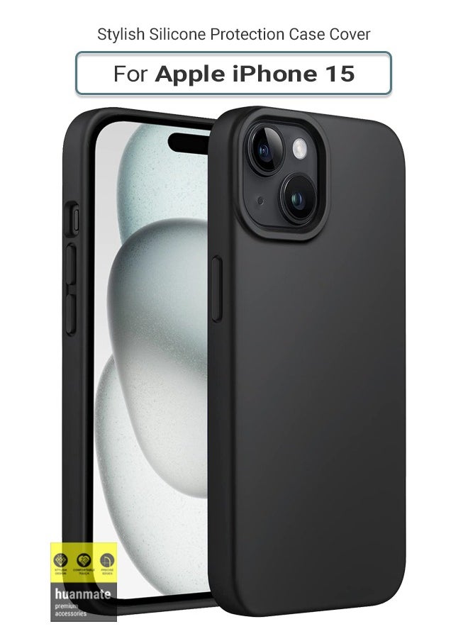huanmate - Stylish Silicone Case Cover For Apple iPhone 15 Black - Image 1