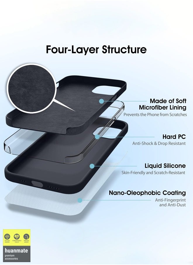 huanmate - Stylish Silicone Case Cover For Apple iPhone 15 Black - Image 1