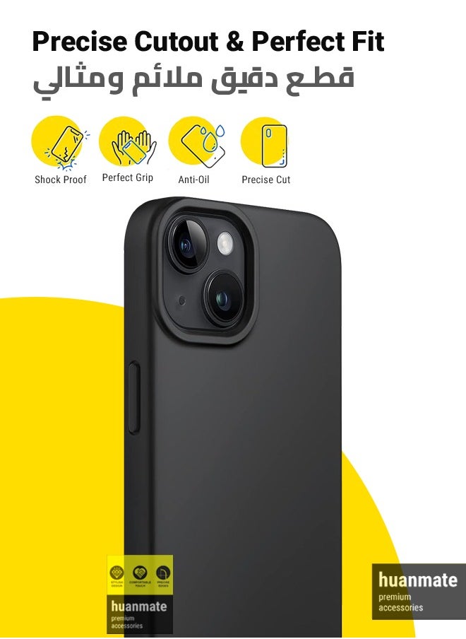 huanmate - Stylish Silicone Case Cover For Apple iPhone 15 Black - Image 1