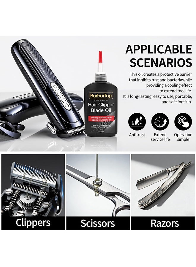 BarberTop Hair Clipper Blade Oil, Lubricant For Clippers & Trimmers, Rust Prevention & Blade Care, Enhances Performance & Longevity, For Clippers, Trimmers, Groomers, Rust Prevention 120ml - Image 2