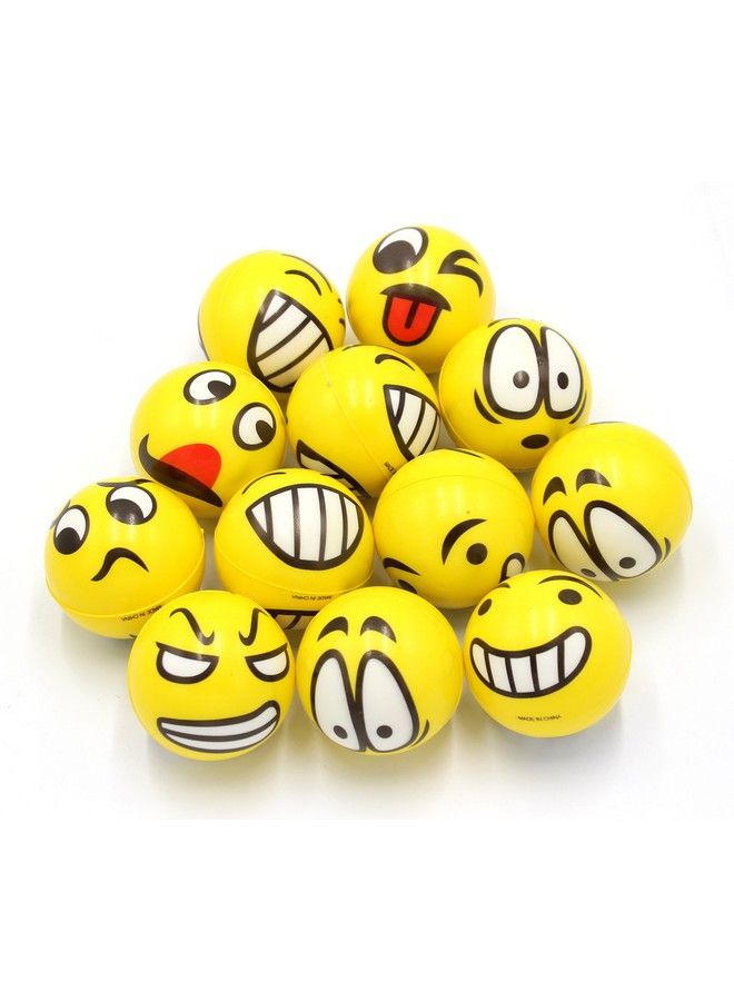 FIVOENDAR Set Of 12 Fun Face Stress Balls Cute Hand Wrist Stress Reliefs Squeeze Balls For Kids And Adults At School Or Office Party Favors (Yellow Color Random Faces) (Classic) - Image 1