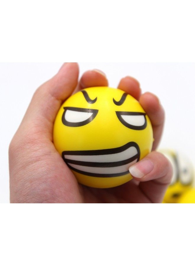 FIVOENDAR Set Of 12 Fun Face Stress Balls Cute Hand Wrist Stress Reliefs Squeeze Balls For Kids And Adults At School Or Office Party Favors (Yellow Color Random Faces) (Classic) - Image 4