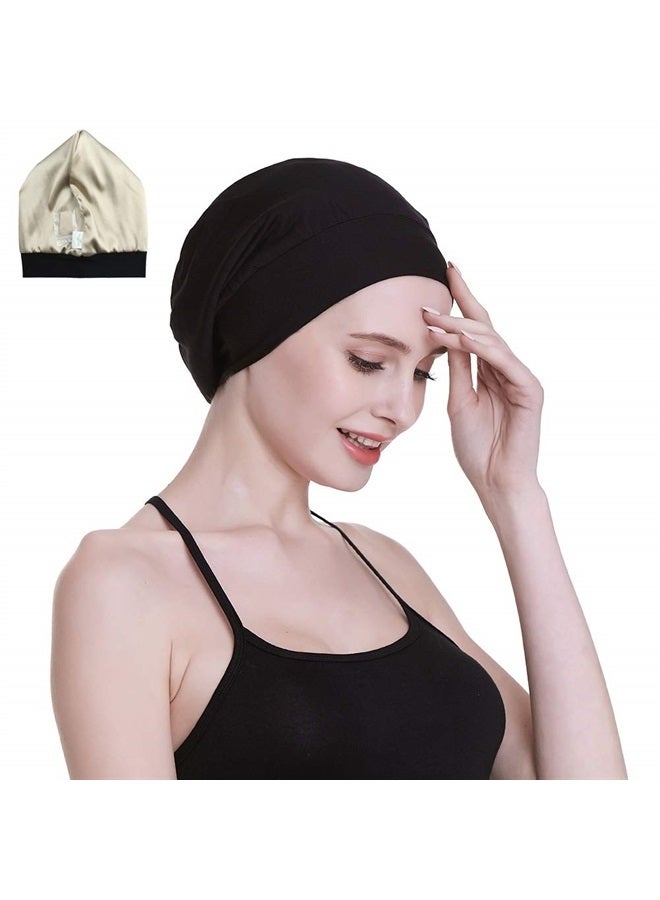 FocusCare Satin Cap 100% Mulberry Silk Lined Sleeping Hats for Natural Hair - Image 1