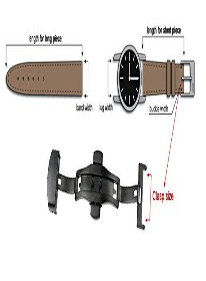 RECHERE 18mm Black Brushed Matte Push Button Butterfly Deployment Clasp For Leather Watch band Strap - Image 4
