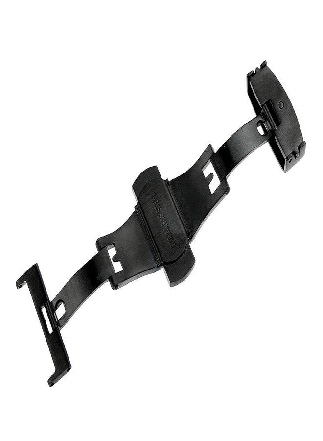 RECHERE 18mm Black Brushed Matte Push Button Butterfly Deployment Clasp For Leather Watch band Strap - Image 3