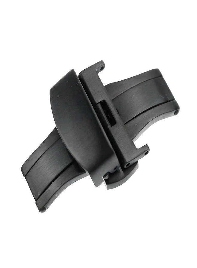 RECHERE 18mm Black Brushed Matte Push Button Butterfly Deployment Clasp For Leather Watch band Strap - Image 1