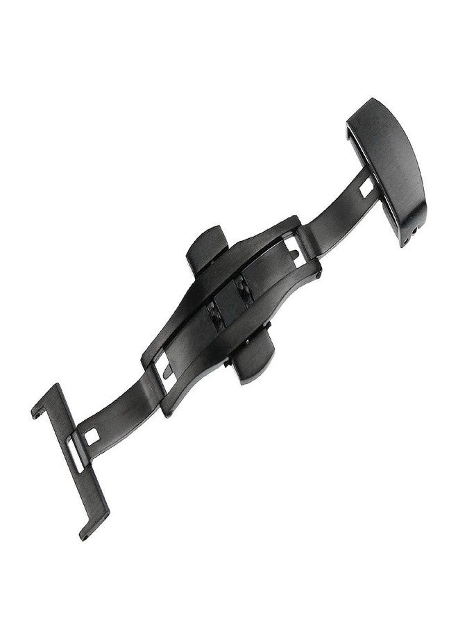 RECHERE 18mm Black Brushed Matte Push Button Butterfly Deployment Clasp For Leather Watch band Strap - Image 2