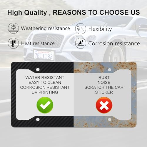 Alpmosn 2PCS Black Carbon Fiber License Plate Frames, Car Tag Cover with Fasteners and Screws, Car Exterior Accessories, 4 Hole Universal License Plate Holders for U.S. Vehicles - Image 5