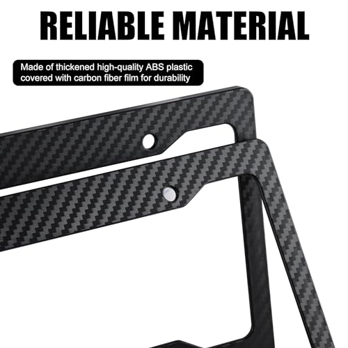 Alpmosn 2PCS Black Carbon Fiber License Plate Frames, Car Tag Cover with Fasteners and Screws, Car Exterior Accessories, 4 Hole Universal License Plate Holders for U.S. Vehicles - Image 4