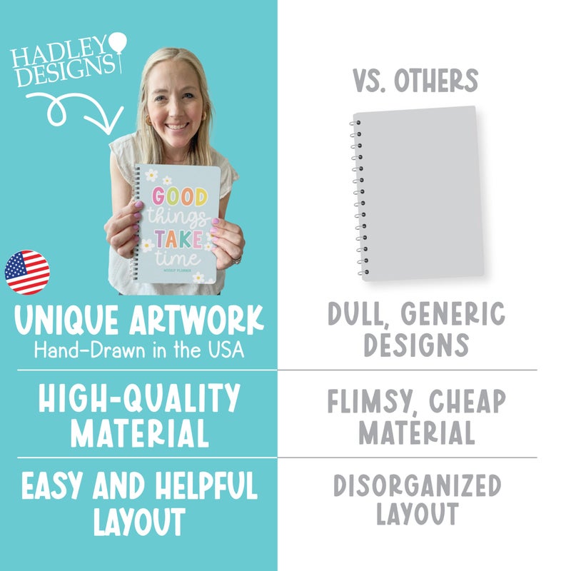 Hadley Designs Undated Planner Weekly and Monthly - Spiral Undated Weekly Planner for Kids & Adults, Week Planners Habit Tracker, Goal Planners Notebook for Work, Agenda Planning Notebook - Image 4
