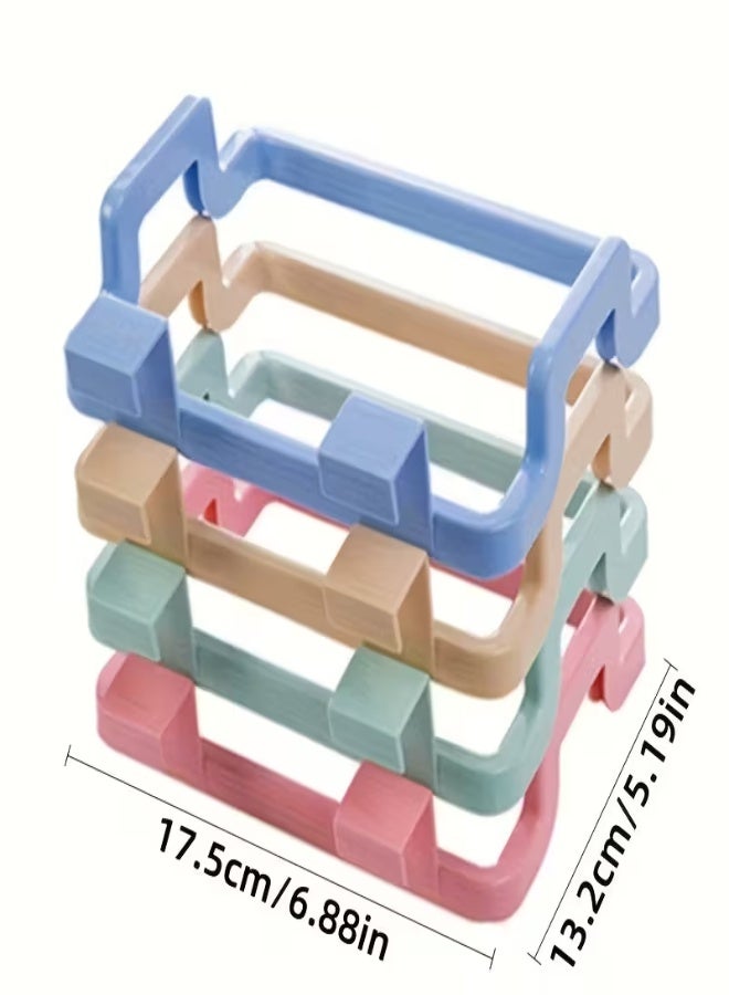 5pcs Wall-Mounted Garbage Bag Holder Hooks – Durable Plastic Space-Saving Organizers for Kitchen  Home | Easy Installation with Adhesive Strips | Multi-Purpose Holders for Trash Bags  Cleaning Cloths (Random Colors) - Image 1