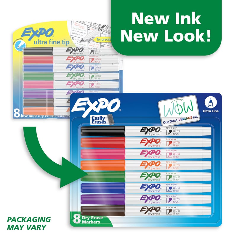 EXPO Low Odor Dry Erase Markers Ultra-Fine Tip Assorted Colors 8 Count - Image 3