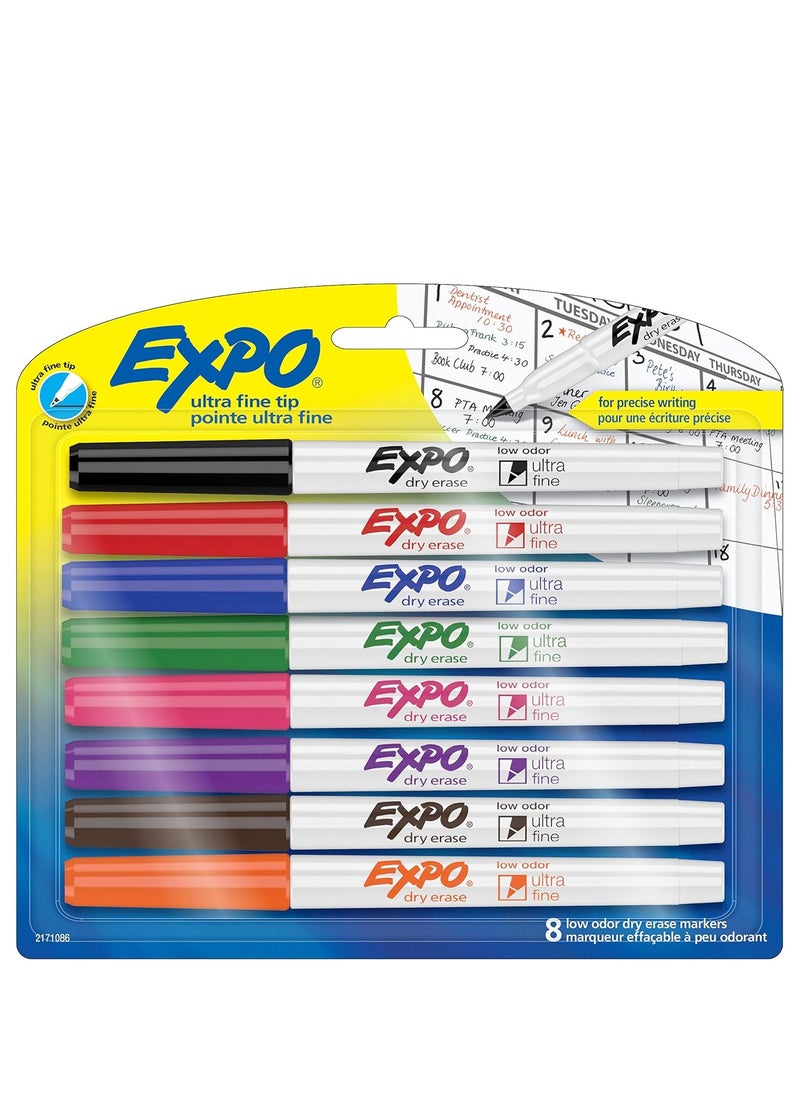 Expo EXPO Low Odor Dry Erase Markers, Ultra-Fine Tip, Assorted Colors, 8 Count  - Image 1