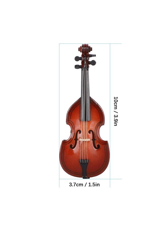 Garosa 10Cm Wooden Miniature Bass Ornament With Stand Bow And Case Mini Replica Musical Instrument Collectible Miniature Dollhouse Model  - Image 3