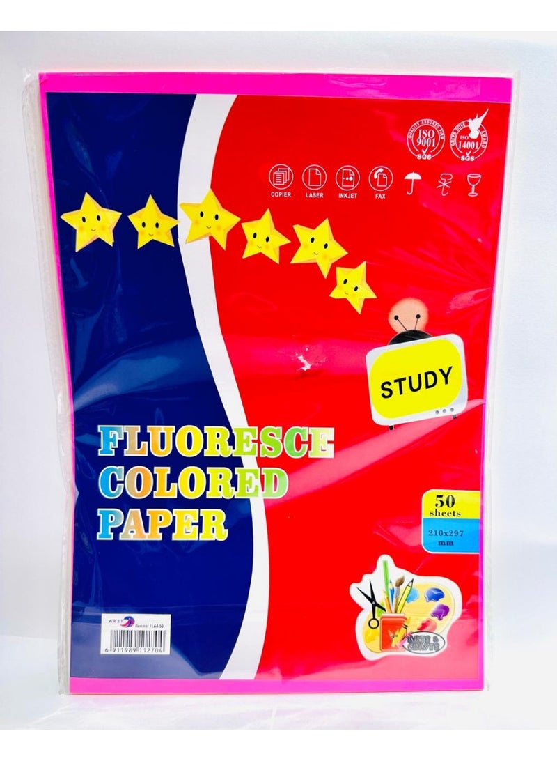 ATKET Fluoresce Colored Paper A4 (50 Sheets 210x297mm) - Image 2