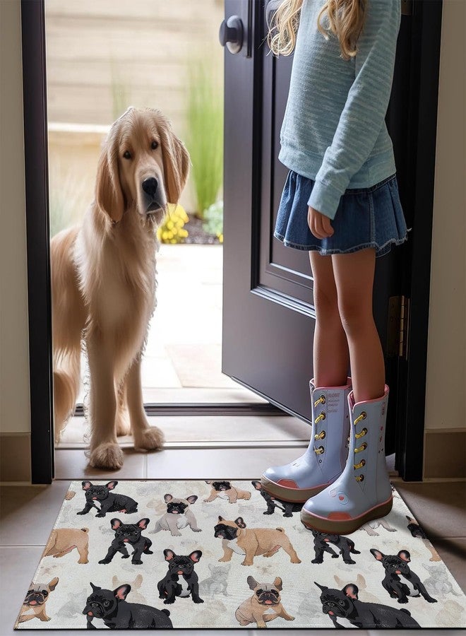 MIEPOS French Bulldog Indoor Door Mat,Cute Tan and Black Dog Doormat,29.5x17in Non-Slip Rubber Backing Floor Mats,Entry Rug,for Living Room,Office,Rv,Entryway Doorways Rug Decor,Puppy Doormats Gifts - Image 2