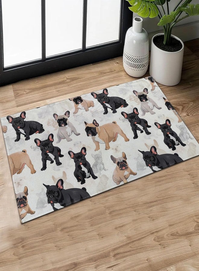 MIEPOS French Bulldog Indoor Door Mat,Cute Tan and Black Dog Doormat,29.5x17in Non-Slip Rubber Backing Floor Mats,Entry Rug,for Living Room,Office,Rv,Entryway Doorways Rug Decor,Puppy Doormats Gifts - Image 1