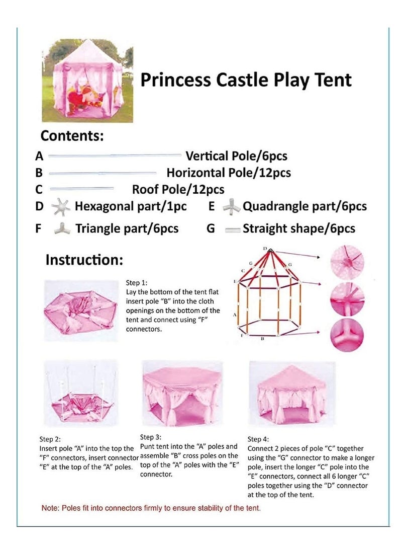 BLOOMING TIME Children's Indoor Hexagon Hexagonal Tent Baby Decoration Game House Princess Game Castle Tent Toy House - Image 3