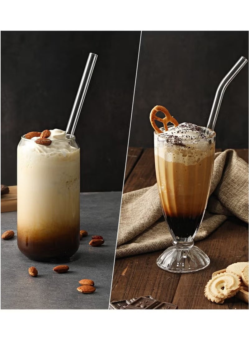 كاست ويف مصاصات زجاجية شفافة قابلة لإعادة الاستخدام ومقاومة لدرجات الحرارة العالية، مجموعة من 6 مصاصات مستقيمة و6 مصاصات منحنية مع 4 فرش تنظيف، مثالية للعصائر والمشروبات المخفوقة والشاي والعصير، آمنة للاستخد - Image 5