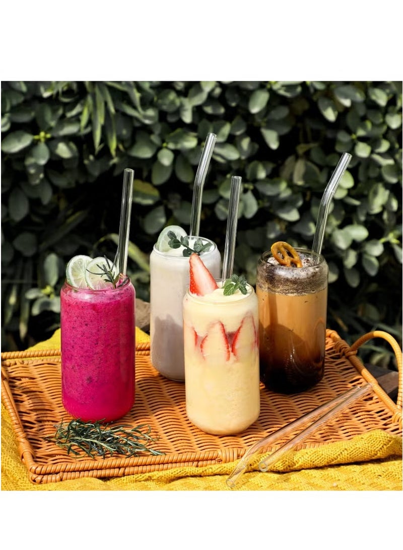 كاست ويف مصاصات زجاجية شفافة قابلة لإعادة الاستخدام ومقاومة لدرجات الحرارة العالية، مجموعة من 6 مصاصات مستقيمة و6 مصاصات منحنية مع 4 فرش تنظيف، مثالية للعصائر والمشروبات المخفوقة والشاي والعصير، آمنة للاستخد - Image 4