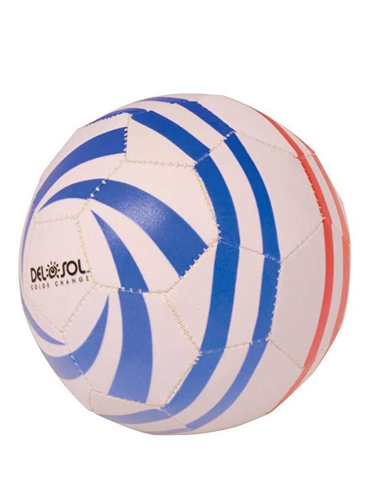 Del Sol Color Change DelSol  Mini Soccer Ball Perfect For Hot Days  Color Changing Custom Design Fun for the Entire Family  Blue and Red Stripes Appear When the Ball is Exposed to Sunlight  1 Pc  - Image 1
