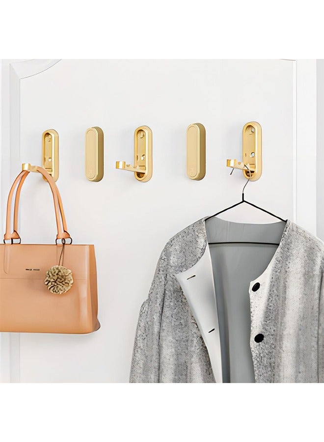 Gold Foldable Wall Hook Foldable Invisible Hook Heavy Zinc Alloy Bathroom Wall Hook Retractable Heavy  Duty Wall Hooks Metal Foldable Hooks Wall Mount for Closet Scarf Hat Robe Key Bags Purse Bag  Bathroom Kitchen Bedroom